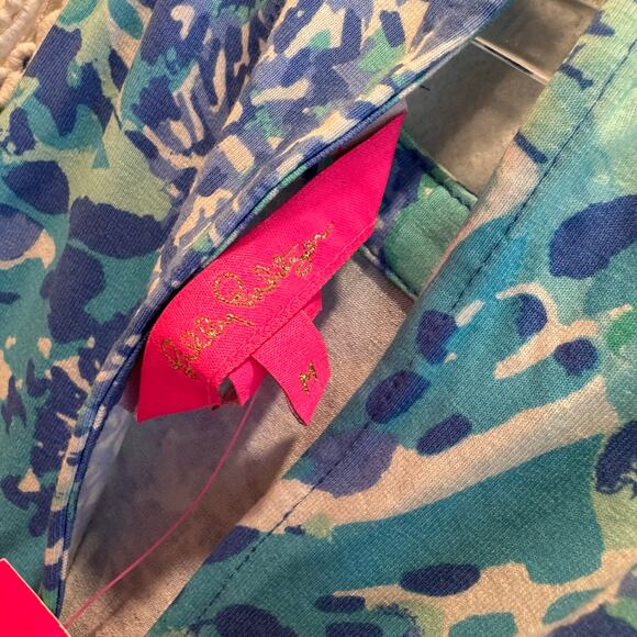 Lilly Pulitzer Blue coastal print romper halter style pockets resort vacation M - Picture 8 of 9